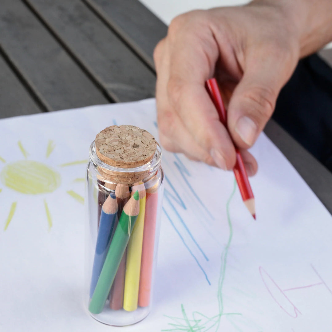 Mini Colored Pencils in a Glass Jar