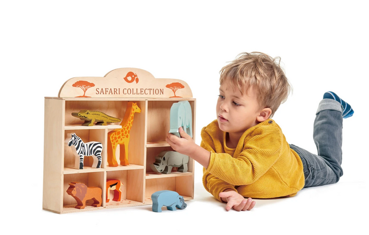 Wooden Animal Set With Display